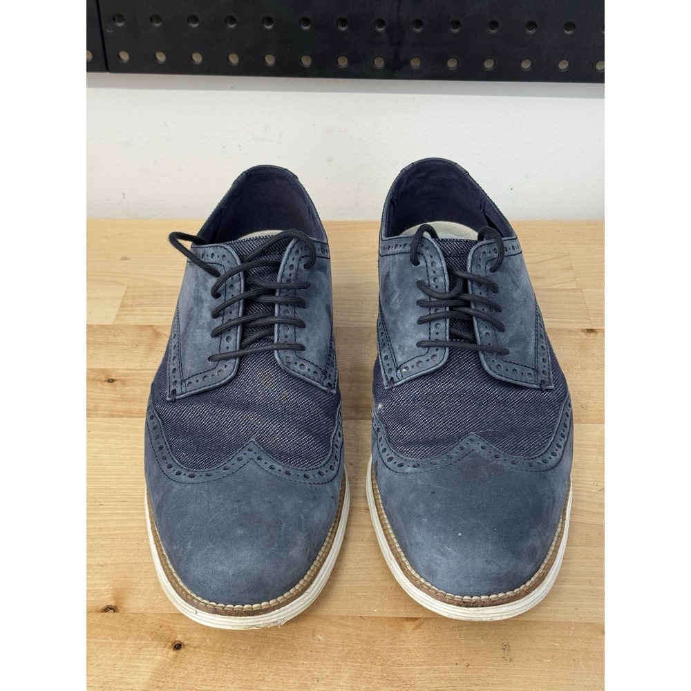 Cole Haan Navy Blue Wingtip Boat Shoes